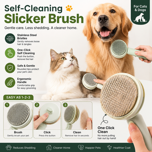 Self-Cleaning Pet Grooming Brush